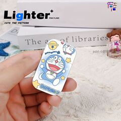 【Dropshipping】Doraemon Cute Lighter Pink Flame Instagram Style Creative Windproof Cartoon Lighter