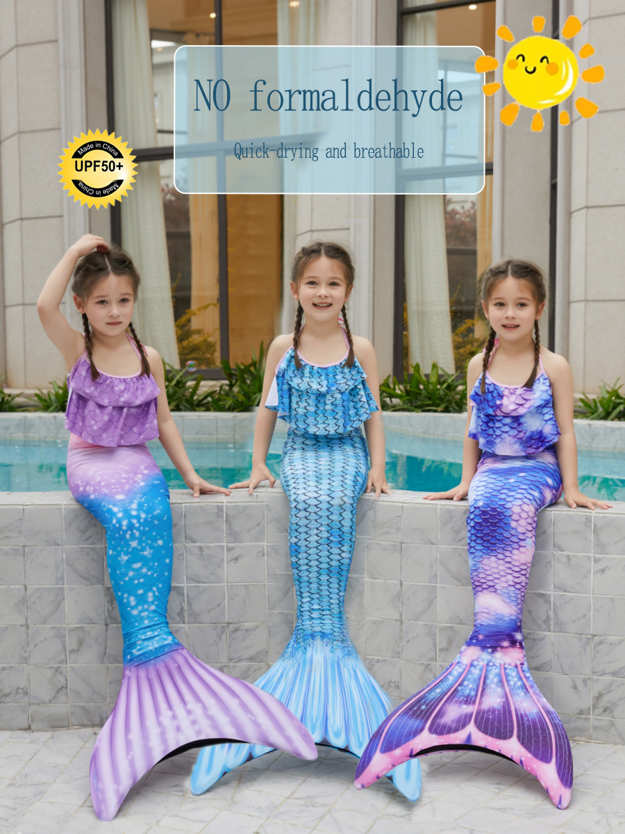 Ropa de sirena para niños de comercio exterior, traje de baño de cola de sirena, vestido de princesa para niñas, traje de baño, traje de rendimiento de secado rápido