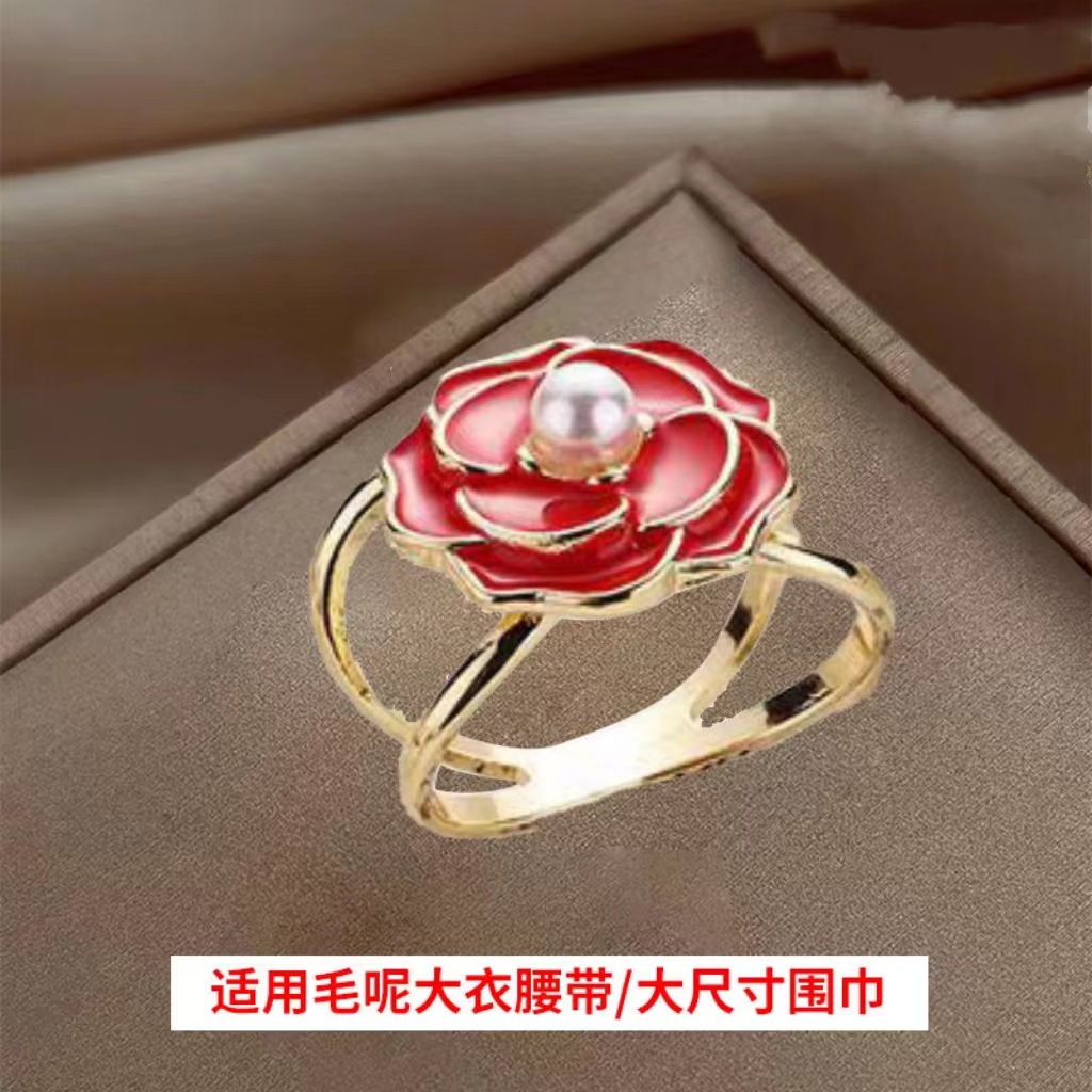 Corea del Sur ins bufanda de seda hebilla de doble uso avanzado todo partido chica perla hebilla broche accesorios simple pequeña bufanda cuadrada bufanda hebilla