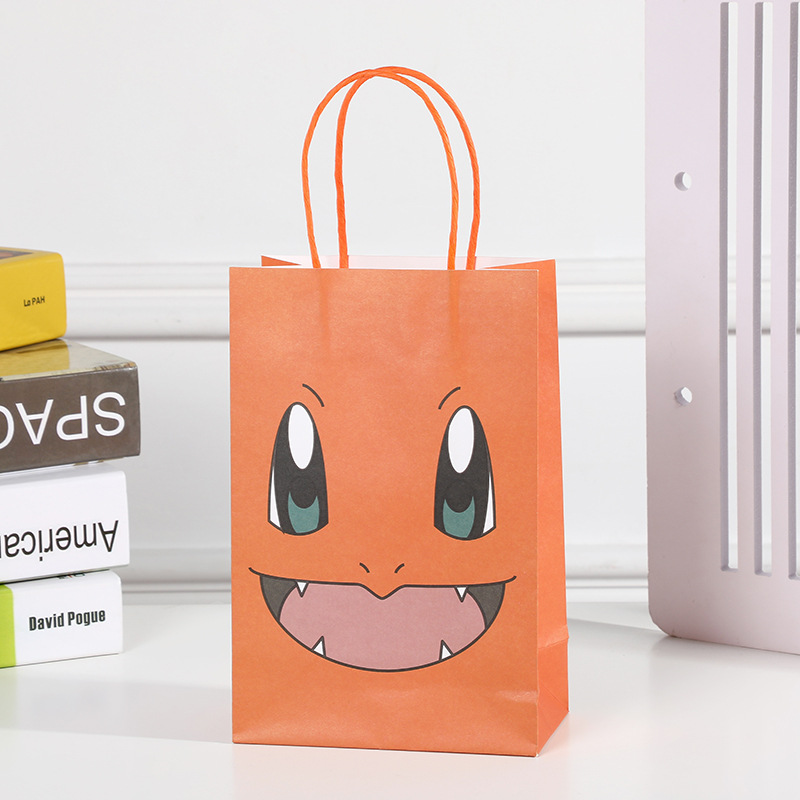 Nueva bolsa de fondo cuadrado de dibujos animados lindo bolsa de papel Kraft para llevar bolsa de embalaje bolso al por mayor logotipo imprimible