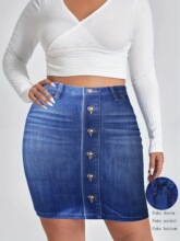 M 13767 Elegant Pocket Denim Skirt �ڴ�ţ�а���ȹ �羳����