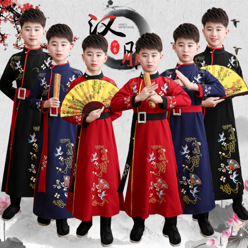 Boy hanfu spring model of wind restoring ancient ways Chinese children outfit boy warrior swordsman cosplay hanfu costume kids clothing 