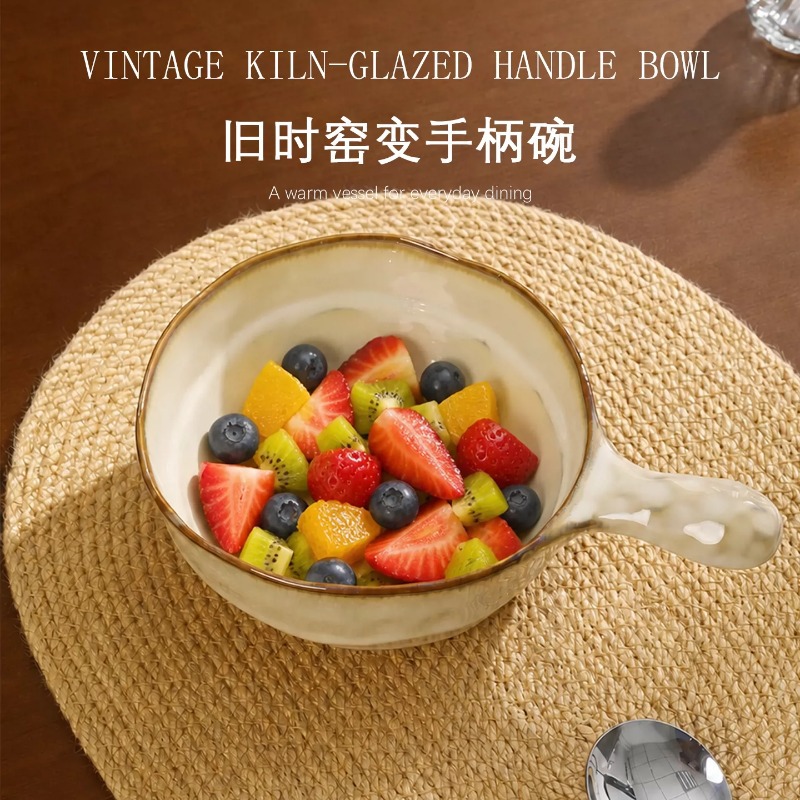 Japanese-style Kiln-fired Vintage Wabi-sabi Irregular-shaped Dinner...
