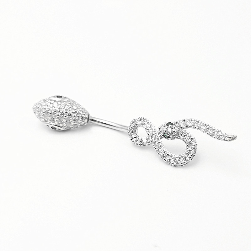 Fashion S925 Silver Ring, European Zodiac Diamond-studded Zircon Snake Navel Piercing, Wholesale From Cross-border Easy To Wear_voghion.com