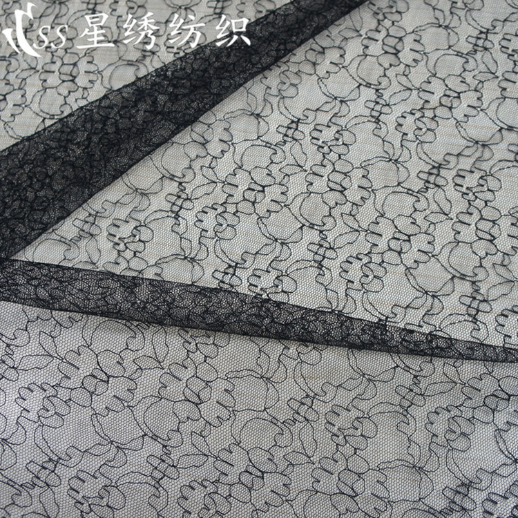 锦纶蕾丝面料乱网小花提花网布柔软两面弹时尚女装DIY网纱布料