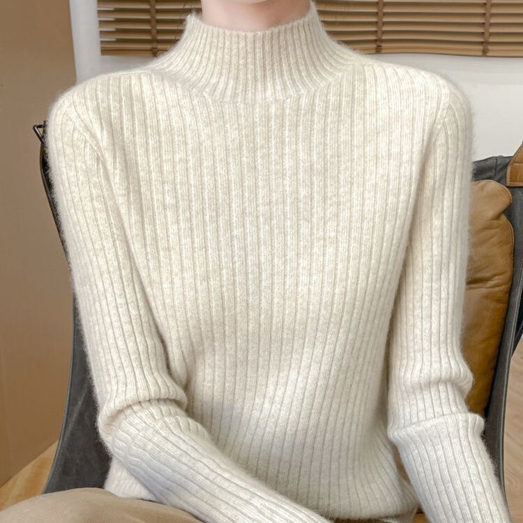 Soft and Warm Seamless Slim-Fitting Inner Layering Shirt for Women, Slimming Autumn and Winter Half Turtleneck Sweater for Women