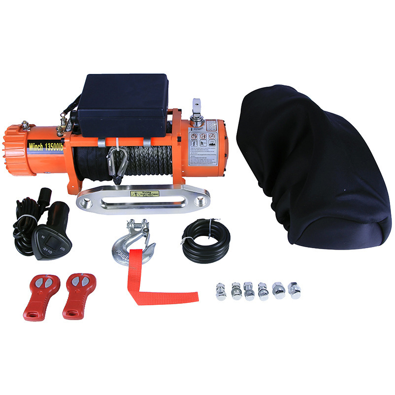 生产厂家 13500磅自带钢丝绞盘  越野自救绞盘  车载电动绞盘