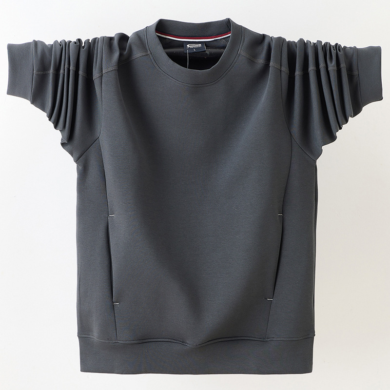 Black Technology Fabric Air Layer Spring and Autum Men's Long-Sleeved Sweatshirt American Heavyweight Classy Plus Fat Plus Size Jacket 2625