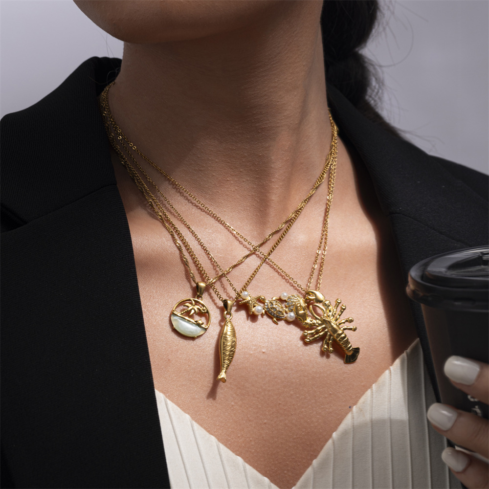 Wholesale Jewelry Simple Style Solid Color 304 Stainless Steel Plating Pendant Necklace Cable Chain display picture 3