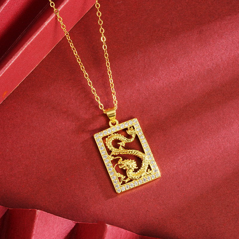 Gufa Sha Jinhao placa de dragón para hombres y mujeres colgante herencia joyas aleación de cobre estilo chino en vivo explosión al por mayor