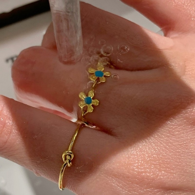 滴油花朵打结戒指女轻奢高级感气质小众设计食指戒开口可调节指环|undefined