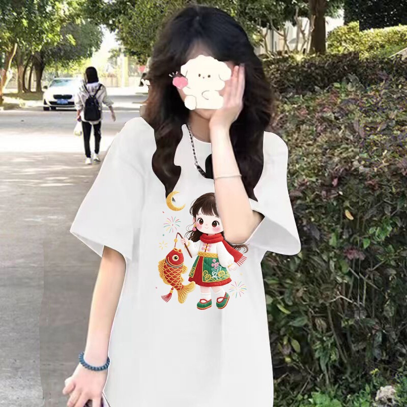 Korean Style Pure Cotton Short-Sleeved T-Shirt for Women, Casual Top, Versatile Slimming Women's Fashion, Stylish Design, Regular Shoulder T-Shirt, Factory Wholesale Korean Style Pure Cotton Short-Sleeved T-Shirt for Women, Casual Top, Versatile Slimming Women's Fashion, Stylish Design, Regular Shoulder T-Shirt, Factory Wholesale