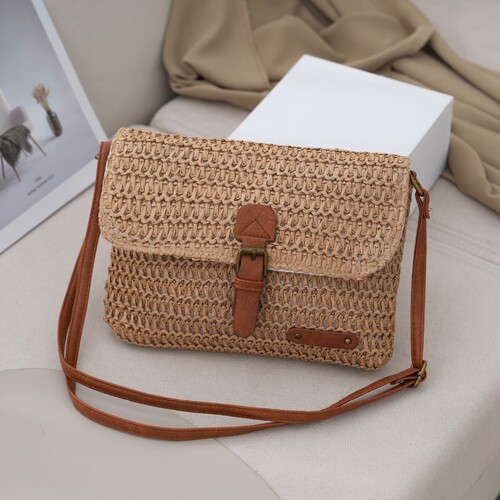Luxury-Feeling Grass Weave Handmade Bag Grass Bag Summer New Bag Beach Bag Crossbody Bag Women's Small Bag