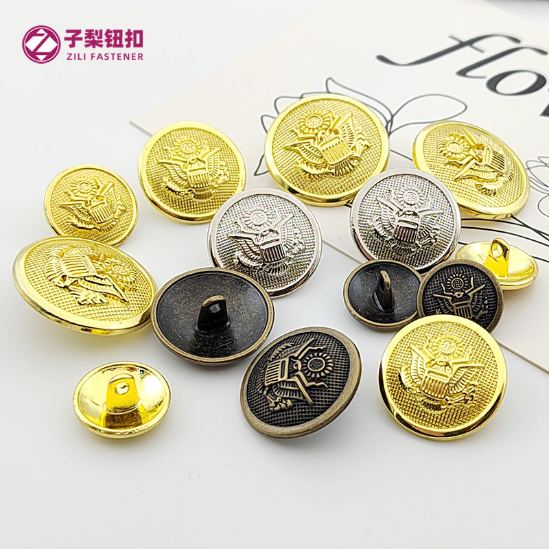 高端挂镀合金皇冠多色工作服..保安通用西装风衣鹰扣