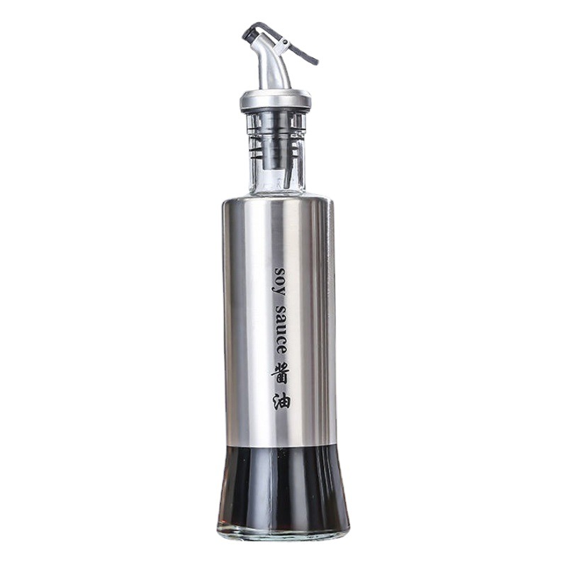 Stainless steel oil pot oil bottle glass oil tank kitchen household seasoning box seasoning bottle seasoning jar sauce and vinegar pot