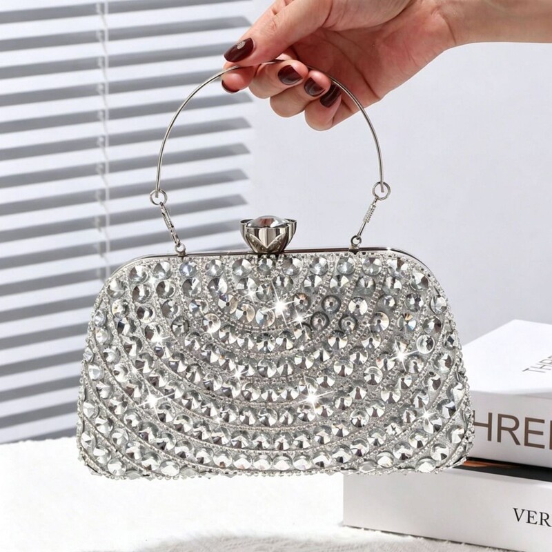 Cross-border bestseller European and American style evening bag, women's high-end handbag, handmade rhinestone evening clutch, party bag