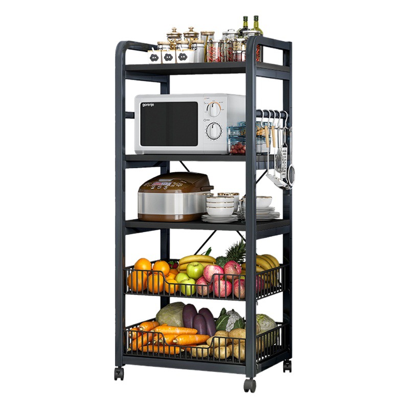 Cocina multi-funcional estante de almacenamiento piso multi-capa cesta de verduras estante de almacenamiento de verduras olla horno microondas estante de almacenamiento de horno