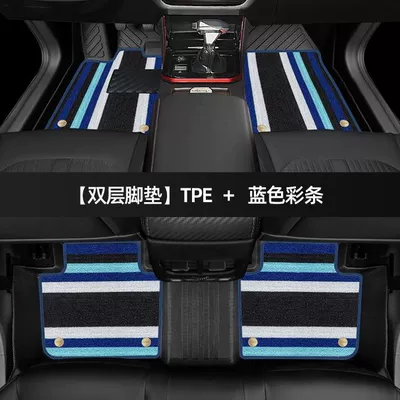 Dongfeng Fengshen Yixuan max Foot: Universal Foot Pad - thickened-double-layer-tpe-foot-mat-blue-color-strip-snow-silk-yixuan-23-24-styles