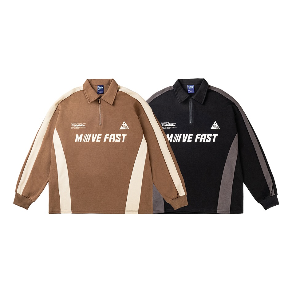 TaelePlus långärmad pikétröja i collegestil, herrtröja med lös krage och basebolljersey TP016_voghion.com