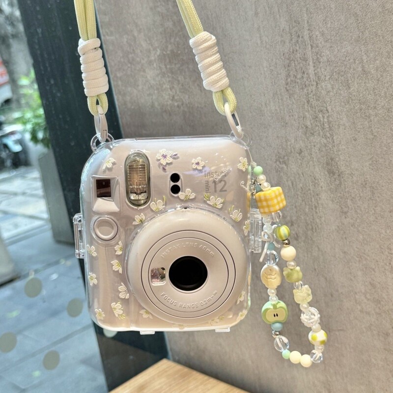 [Mini13 Transparent Shell] Instax Crystal Shell Instant Camera Hard Shell Protective Case Chain