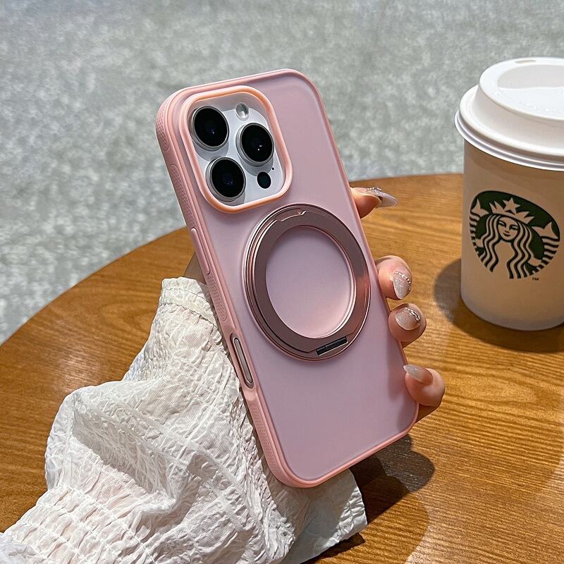 新款磁吸支点壳适用iphone16pro手机壳简约侧边防滑苹果15promax创意旋转支架14pro透色磨砂防摔16情侣保护套|undefined