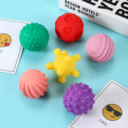 Baby hand-grabbing ball, massage ball with multi-texture perception, tactile stimulating ball, soft rubber, edible toy for children