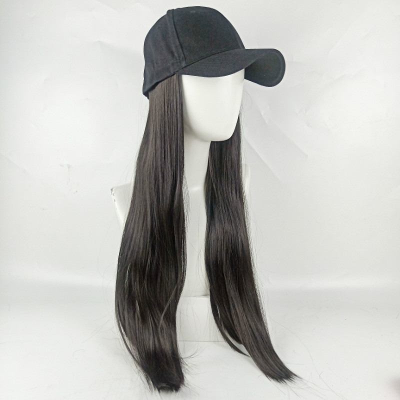 Extensão de cabelo sintético com boné liso comprido_voghion.com