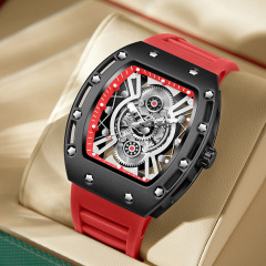 新款金詩頓外貿跨境手錶運動時尚腕錶鏤空透底石英表防水手錶男表