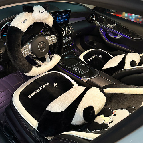Car Seat Cushion Winter Plush All-Season Heated Seat Cushion Winter Car Cushion Internet Celebrity Original Panda Car Seat