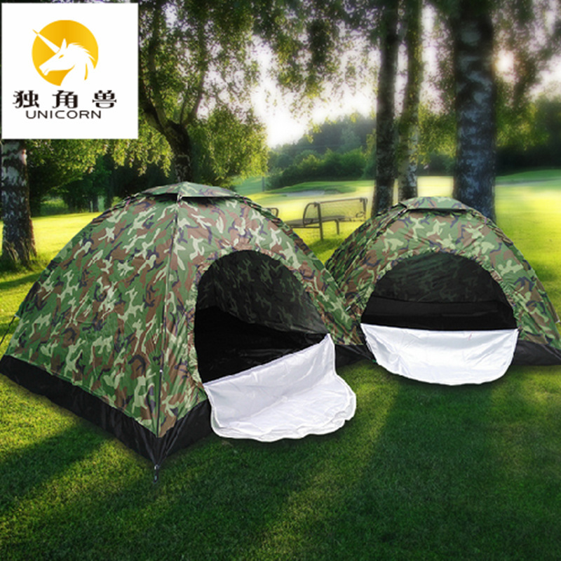 Al por mayor de una sola capa de la tienda manual de viajes al aire libre montañismo multi-Persona tienda de campaña de camuflaje impermeable a prueba de rayos UV tienda