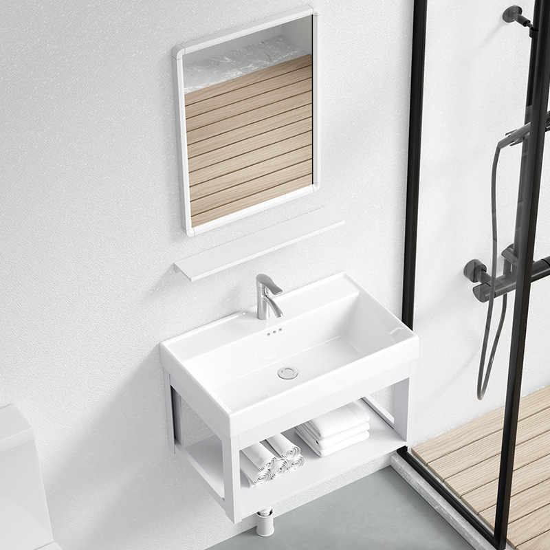 Pequeño apartamento montado en la pared lavabo del hogar lavabo gabinete combinación baño balcón borde estrecho mini lavabo colgante de cerámica