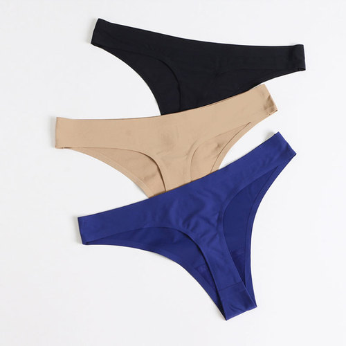 European and American foreign trade thong women's sexy T-pants low-waisted seamless one-piece ice silk sports fitness women's underwear