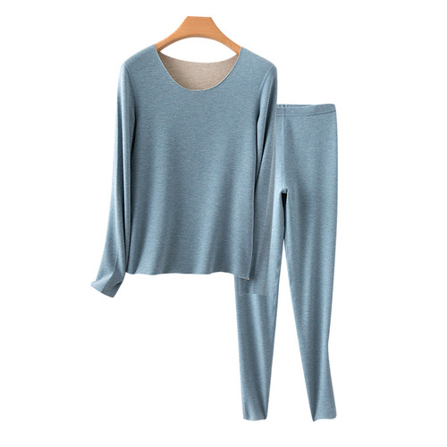 New autumn and winter German cashmere silk thermal underwear for women plus velvet heating thermal clothing for men and women autumn clothes and long trousers sets