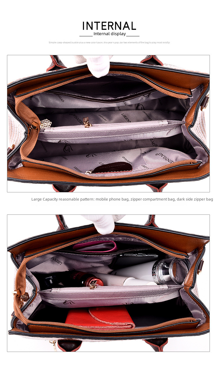 Crocodile Pattern Bag Fashion handbag Tote Bag Crossbody Women's Bag Handbag Big Bag_voghion.com