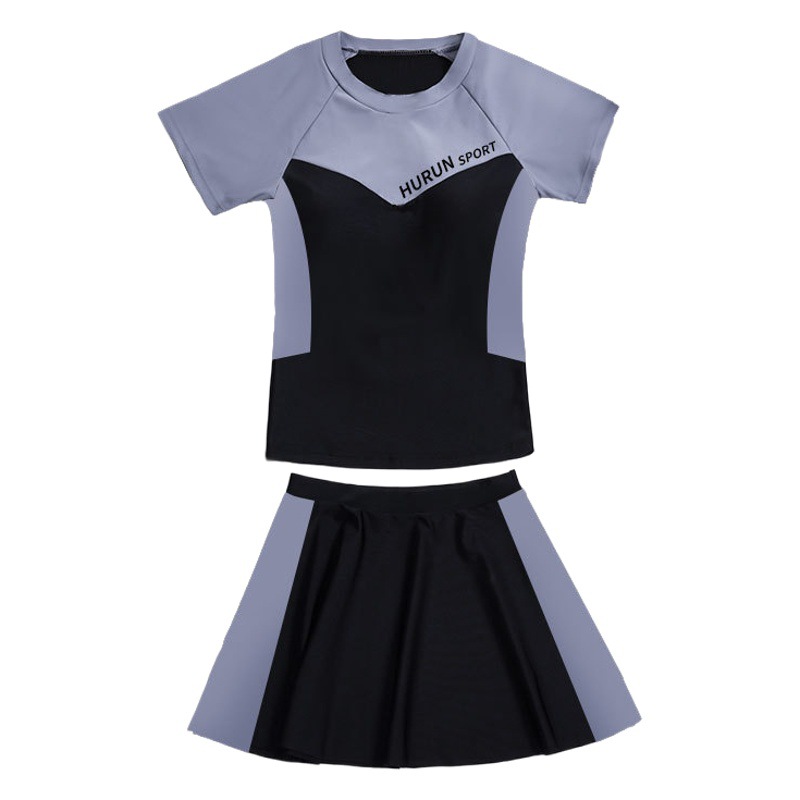 Huurun niños traje de baño niñas niños medianos y grandes 2022 nuevo estudiante elegante Corea del Sur deportes falda dividida traje de baño fábrica