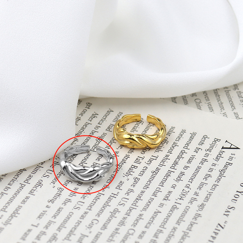 Korean fashion wave pattern index finger ring simple design geometric opening ring
