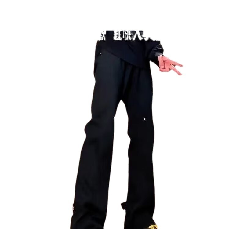 Pantalones vaqueros con botones viejos lavados de la calle americana Pantalones largos de estilo vibe rectos sueltos de primavera y otoño para hombres