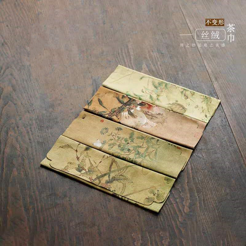 Venta al por mayor de terciopelo toalla de té absorbente Zen estilo chino vintage té arte té tela estera de té Kung Fu juego de té ceremonia del té partes