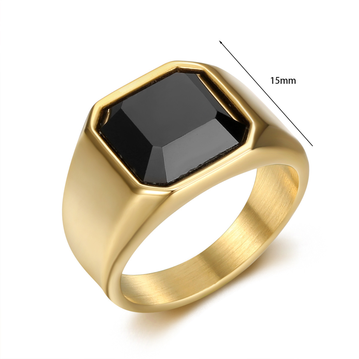 20g Weight Artificial Gemstones Inlay Material Rings Classification Simple Style Geometric Titanium Steel Plating Inlay Artificial Gemstones Men's Rings