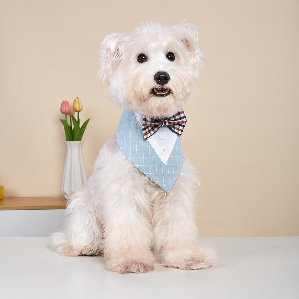 TANPOPO transfronterizo nuevo estilo británico trajes de boda mascotas toallas de saliva velcro toallas bufandas