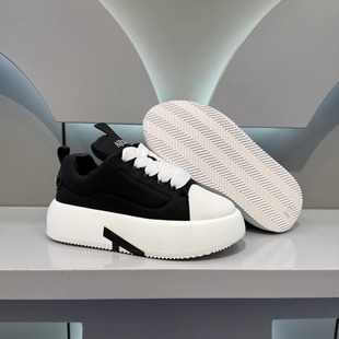 2025 New Men's Low-Top Thick-Soled Heightening White Shoes Fashionable and Easiest for Match Solid Color Spring and Autumn Men's Sneakers