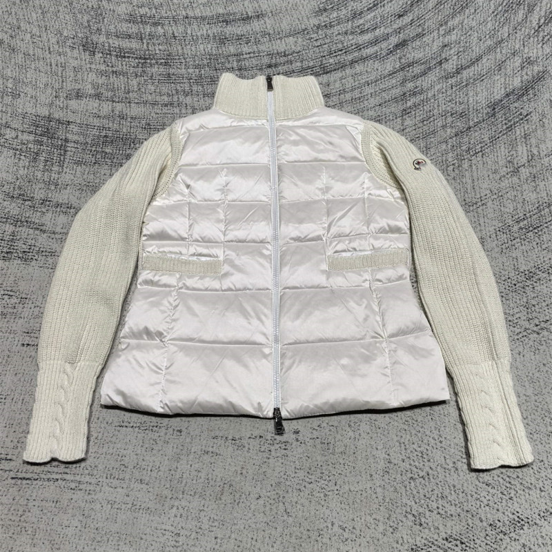 高品原标蒙家徽章刺绣LOGO针织袖拼接90白鸭绒轻薄立领羽绒服女装|undefined