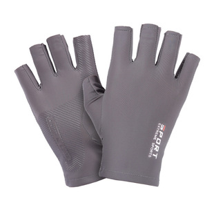 Ice Silk Sun Protection Summer Thin Non-Slip Cycling Gloves for Men and Women Fishing Breathable Two-Finger Driving Half-Finger Gloves