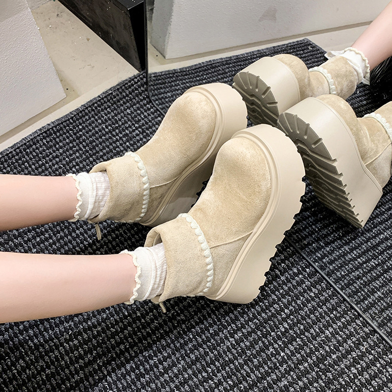 复古高级感小个子厚底增高马丁靴女款2025新款秋季显瘦白色短靴子|undefined