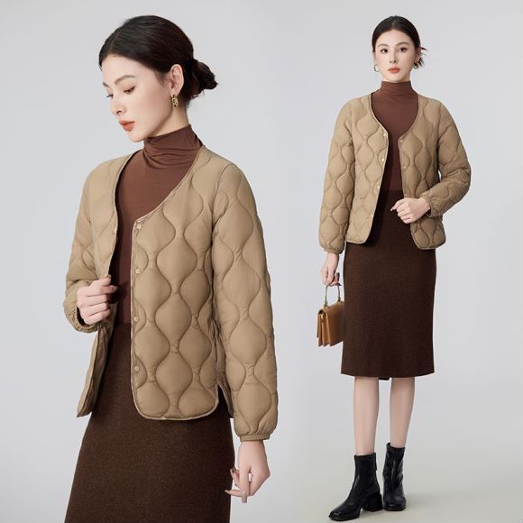 2025 新秋冬羽绒棉服V领轻薄棉衣女短款妈妈保暖修身棉袄内胆外套|undefined