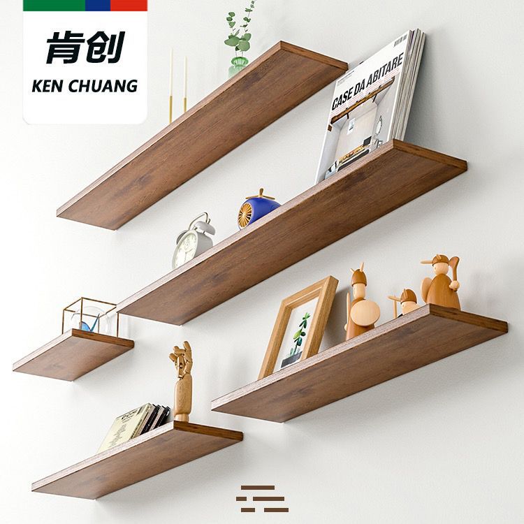 Solid Wood Shelf Wall Storage Rack Bedroom Study Wall Hanging Decoration Punch-Free Storage Shelf Custom-Made