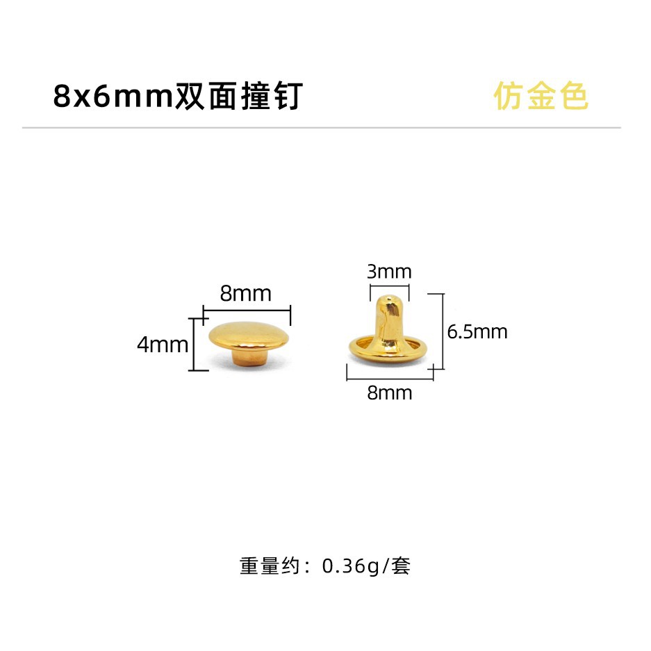 Imitación oro * remache de doble cara 8*6mm