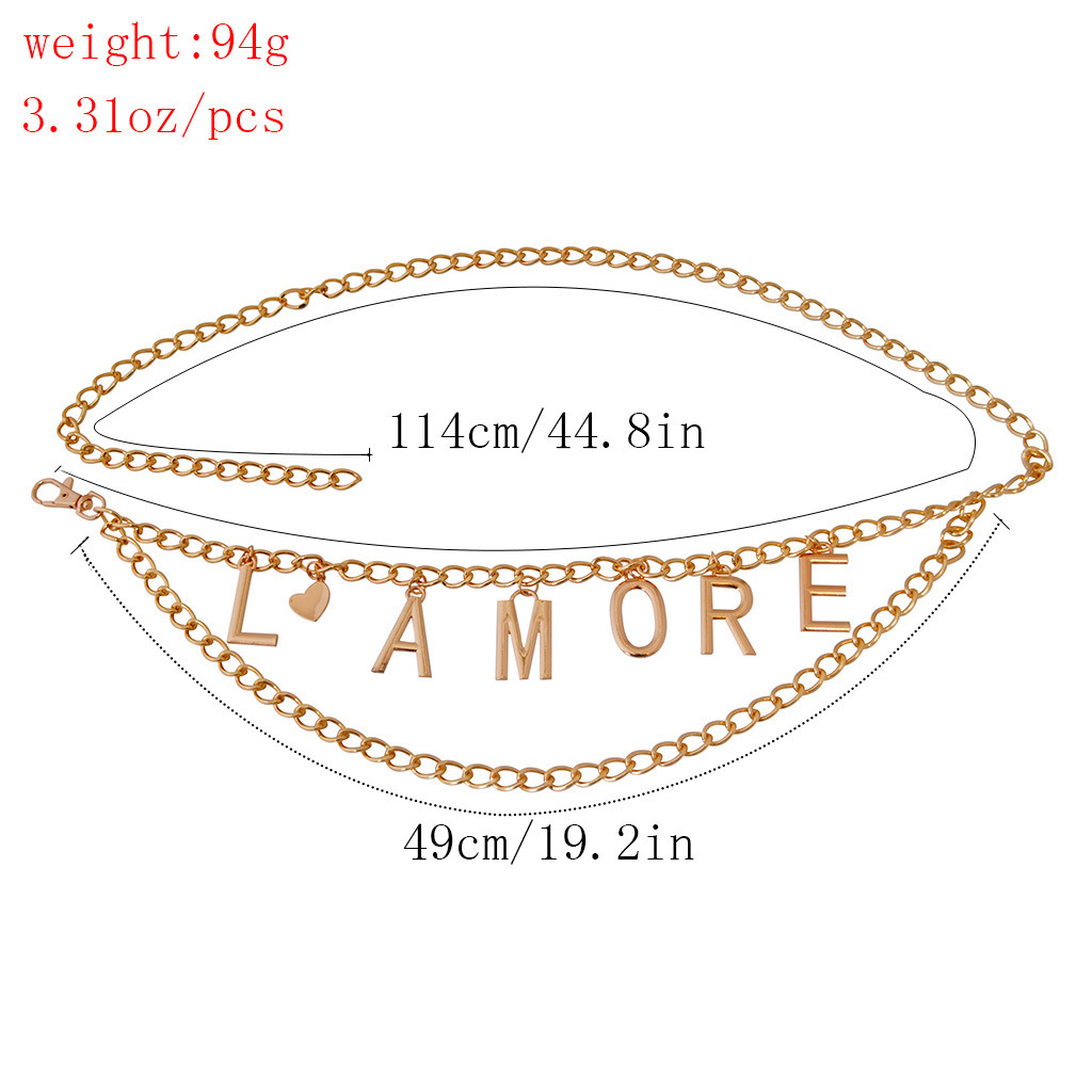 Retro Letter Alloy Layered Women's Chain Belts display picture 3