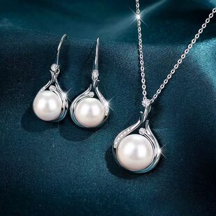 Internet celebrity hot new product hot-selling set pearl full diamond earrings women's high-end versatile luxury pendant necklace women's wholesale
