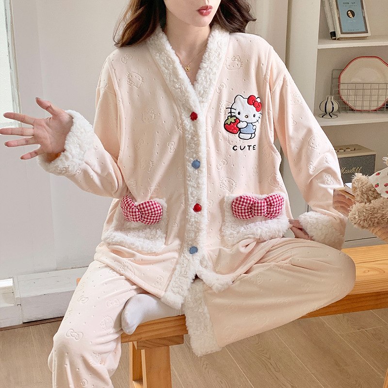 【大桔严选】新款海岛绒月子服秋冬季加绒加厚孕妇睡衣女法兰绒珊